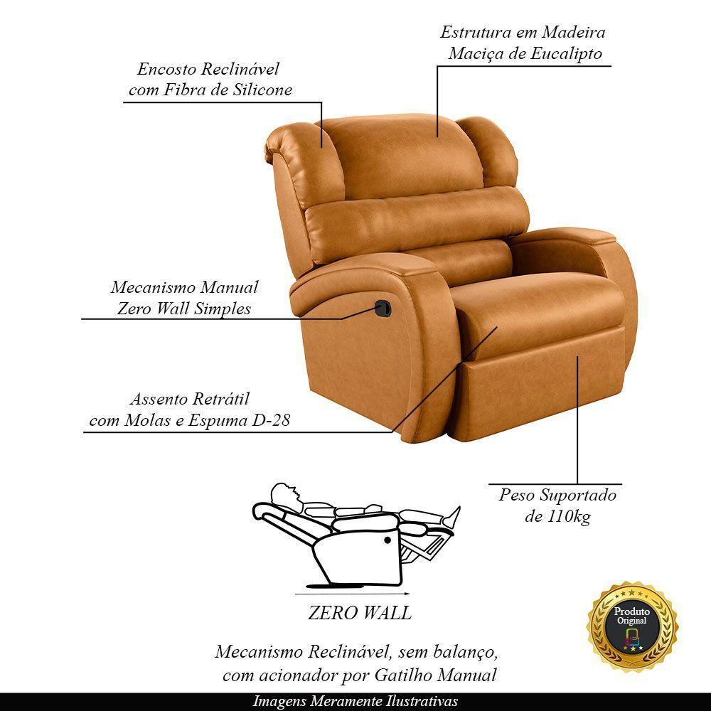 Poltrona Do Papai Reclinável Napoli Manual Gatilho Pu Whisky Fh1 - D\'rossi - 6