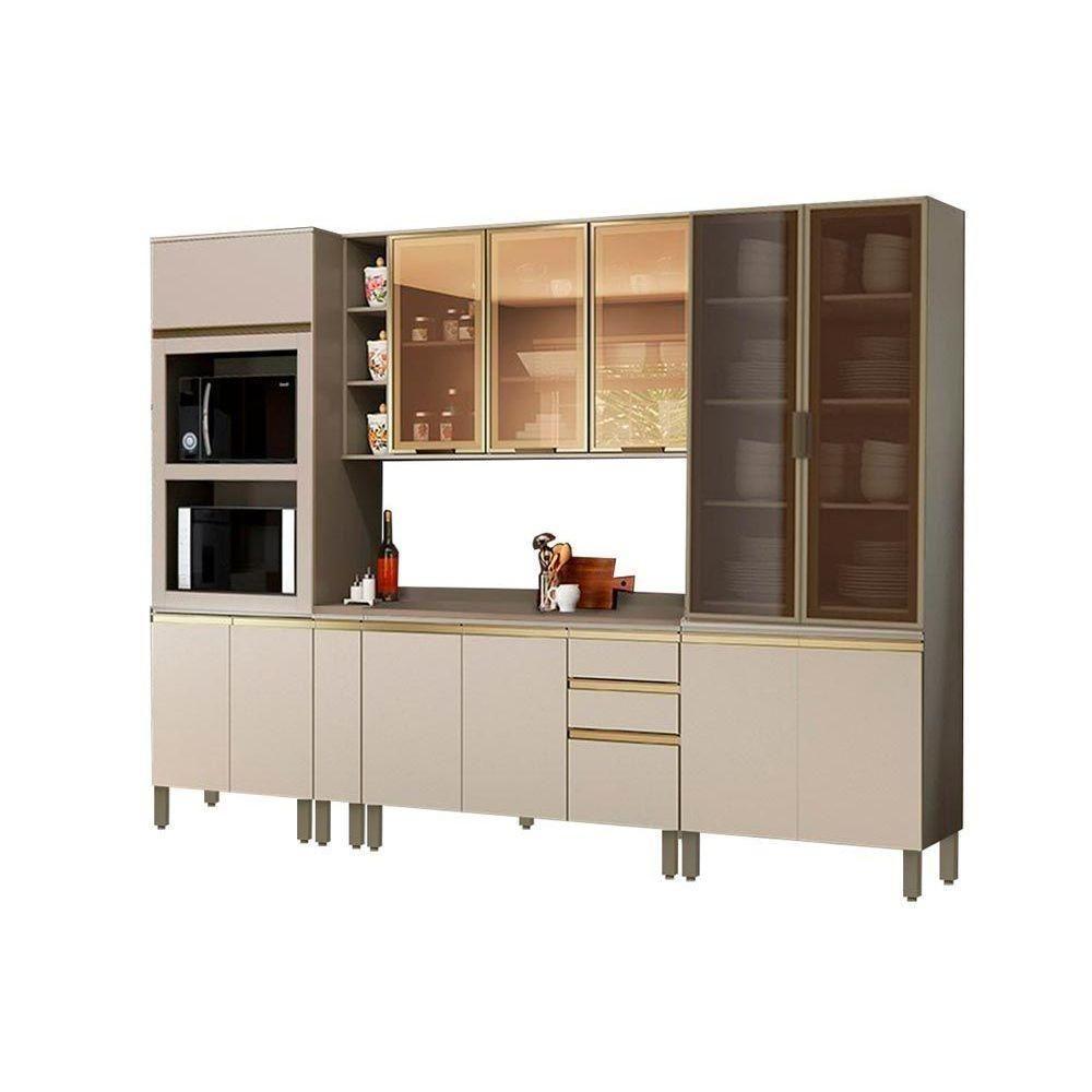 Cozinha Modulada Henn 8pçs 1 Armário 2 Balcões 2 Paneleiros 3 Complementos C8P05 Duna/Cristal - 1