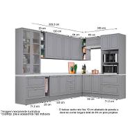 Cozinha Modulada Completa 14pçs 3 Armários 4 Balcões 1 Paneleiro 6 Complementos C14P02 Cinza Henn - 3