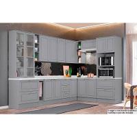 Kit De Cozinha Modulada 14pçs 1 (3 Armários + 4 Balcões + 1 Paneleiro + 6 Complementos) C14P02 Cinza - 1