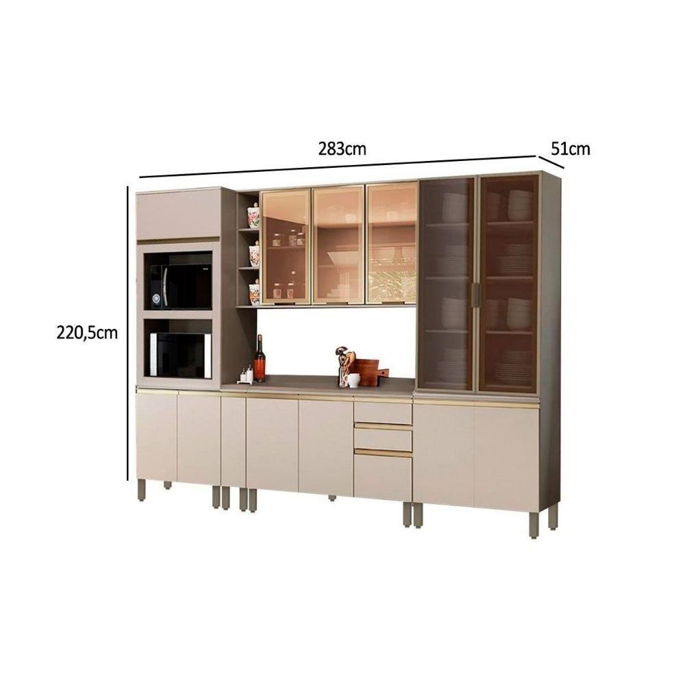 Kit De Cozinha Modulada 8pçs 1 Armário 2 Balcões 2 Paneleiros 3 Complementos C8P05 Duna/Cristal Henn - 9