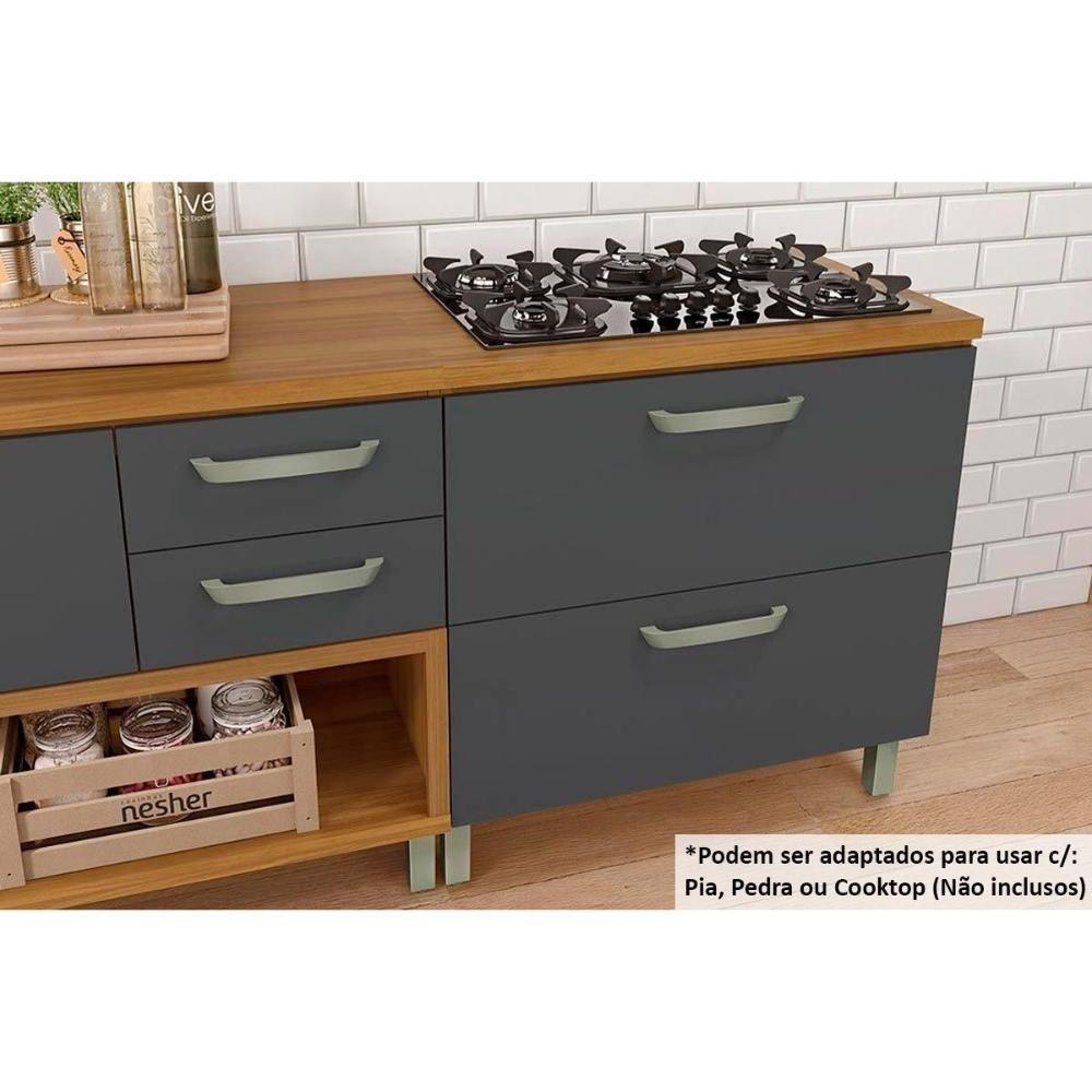 Cozinha Modulada Nesher Princesa 5pçs (1 Armário + 2 Balcões + 2 Paneleiros) C5P22 Freijo/Grafite - 5