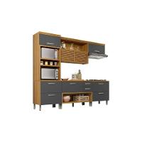 Kit De Cozinha Modulada 4pçs Princesa (2 Balcões + Aéreo + Paneleiro) C4P15 Freijo/Grafite - Nesher - 1