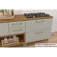 Kit De Cozinha Modulada 4pçs Princesa (2 Balcões + Aéreo + Paneleiro) C4P15 Freijo/Grafite - Nesher - 5