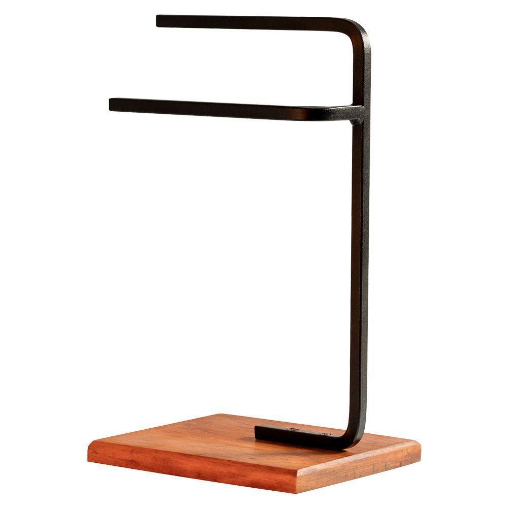 Kit 2 Porta Toalhas De Rosto Eleganza Metal Preto E Madeira - 2