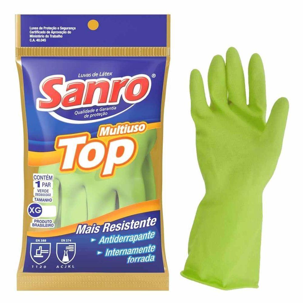 Luva Sanro Antiderrapante Forrada Top Verde Extra G - 1