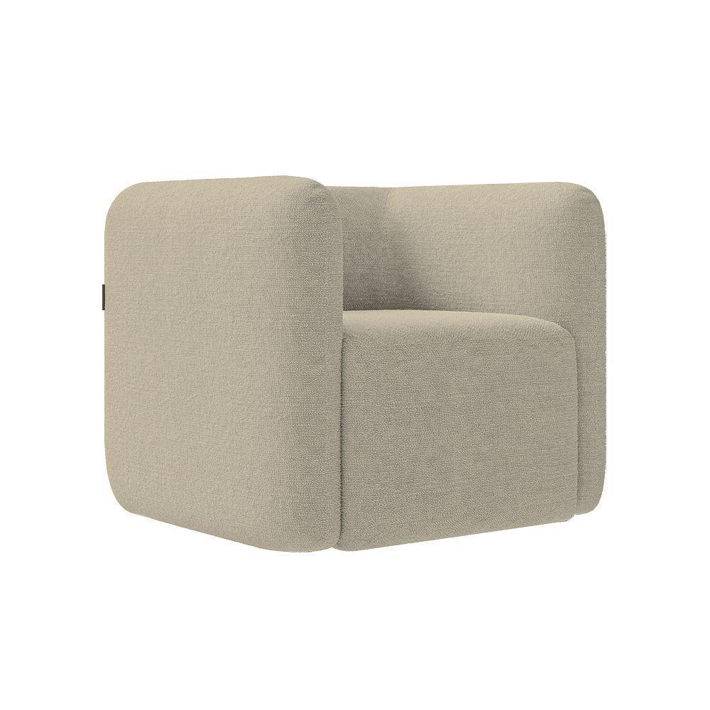 Poltrona Decorativa Sala De Estar Trinidad Base Fixa Bouclê Bege G33 - Gran Belo - 2