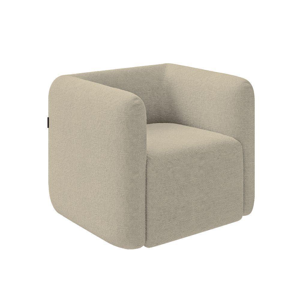 Poltrona Decorativa Sala De Estar Trinidad Base Fixa Bouclê Bege G33 - Gran Belo - 3