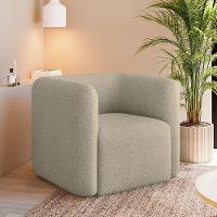 Poltrona Decorativa Sala De Estar Trinidad Base Fixa Bouclê Bege G33 - Gran Belo - 1