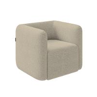 Poltrona Decorativa Sala De Estar Trinidad Base Fixa Bouclê Bege G33 - Gran Belo - 3