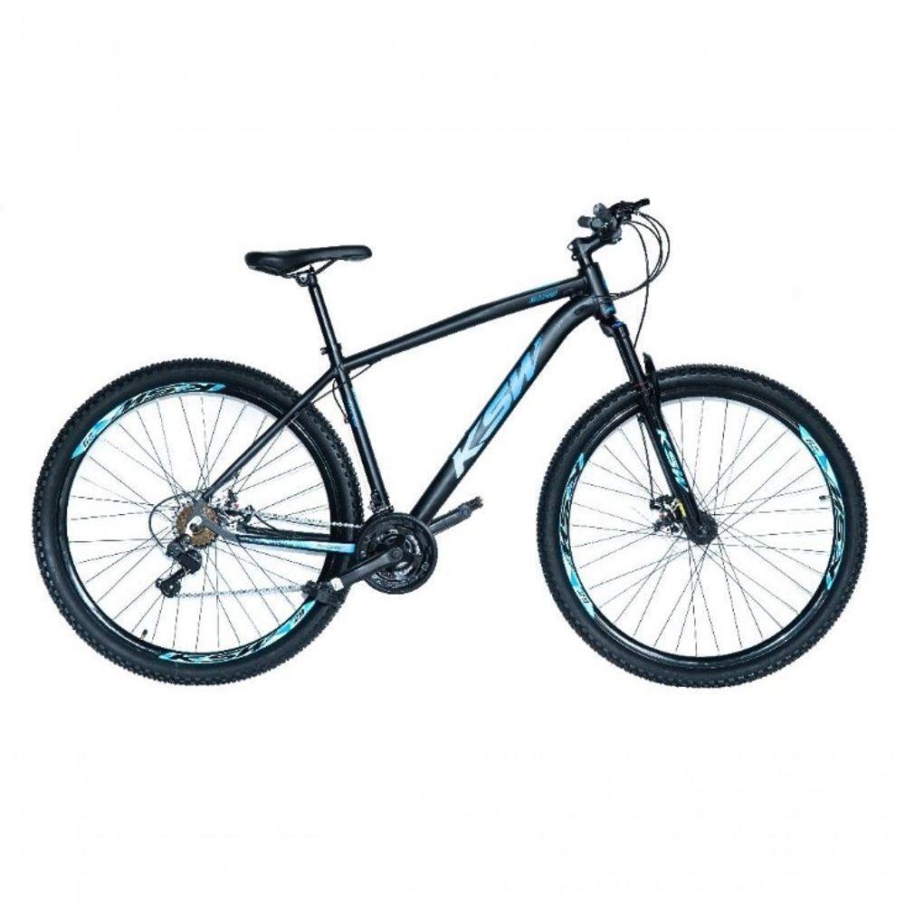 Bicicleta Aro 29 Ksw Xlt Alumínio 27v Freio Disco Mecânico Garfo Suspensão - Preto/azul Tam.19 - 1
