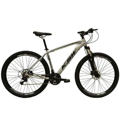 Bicicleta Aro 29 Ksw Xlt Alumínio 27v Freio Disco Mecânico Garfo Suspensão - Prata Tam.21