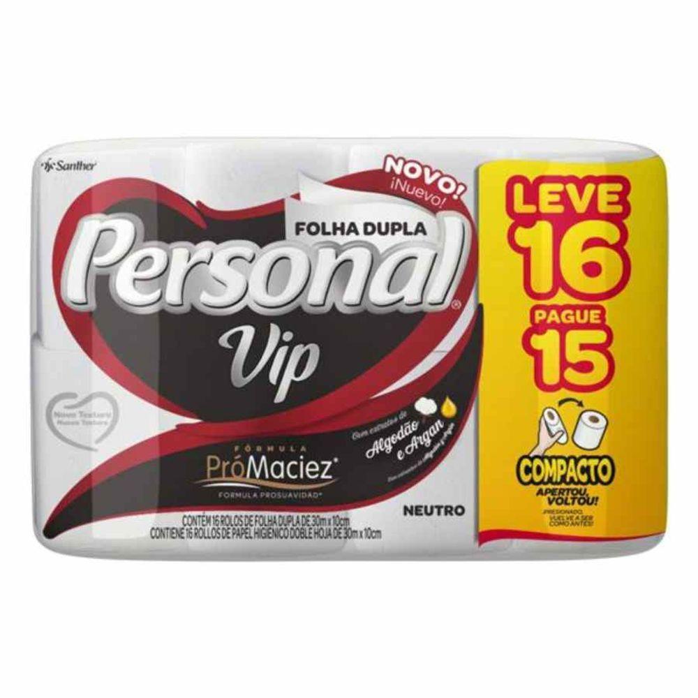 Papel Higiênico Personal Vip Folha Dupla 30m C/16 - 1