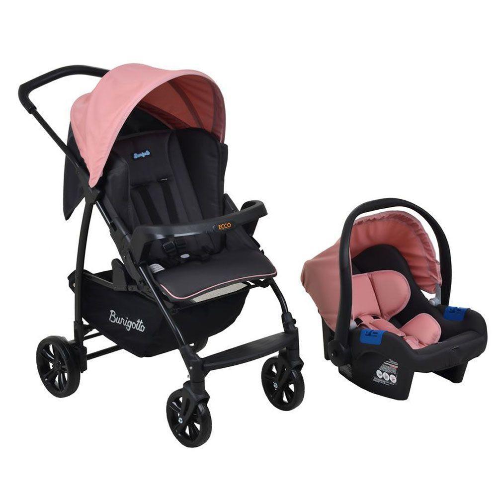 Travel System Burigotto Carrinho De Bebê Com Bebê Conforto Ecco + Touring X Rosa U - 1