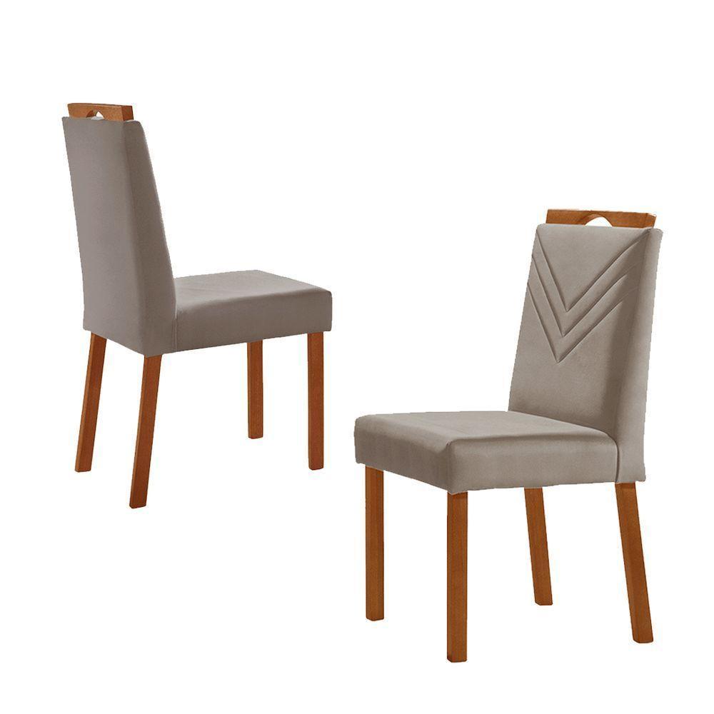 Kit 4 Cadeiras Maia Com Puxador Móveis Minas Cor Veludo Cinza - 2