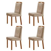 Kit 4 Cadeiras Maia Com Puxador Móveis Minas Cor Veludo Bege - 1