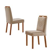 Kit 4 Cadeiras Maia Com Puxador Móveis Minas Cor Veludo Bege - 2