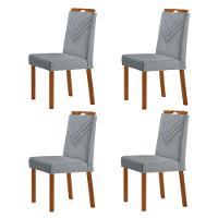 Kit 4 Cadeiras Maia Com Puxador Móveis Minas Cor Linho Cinza - 1