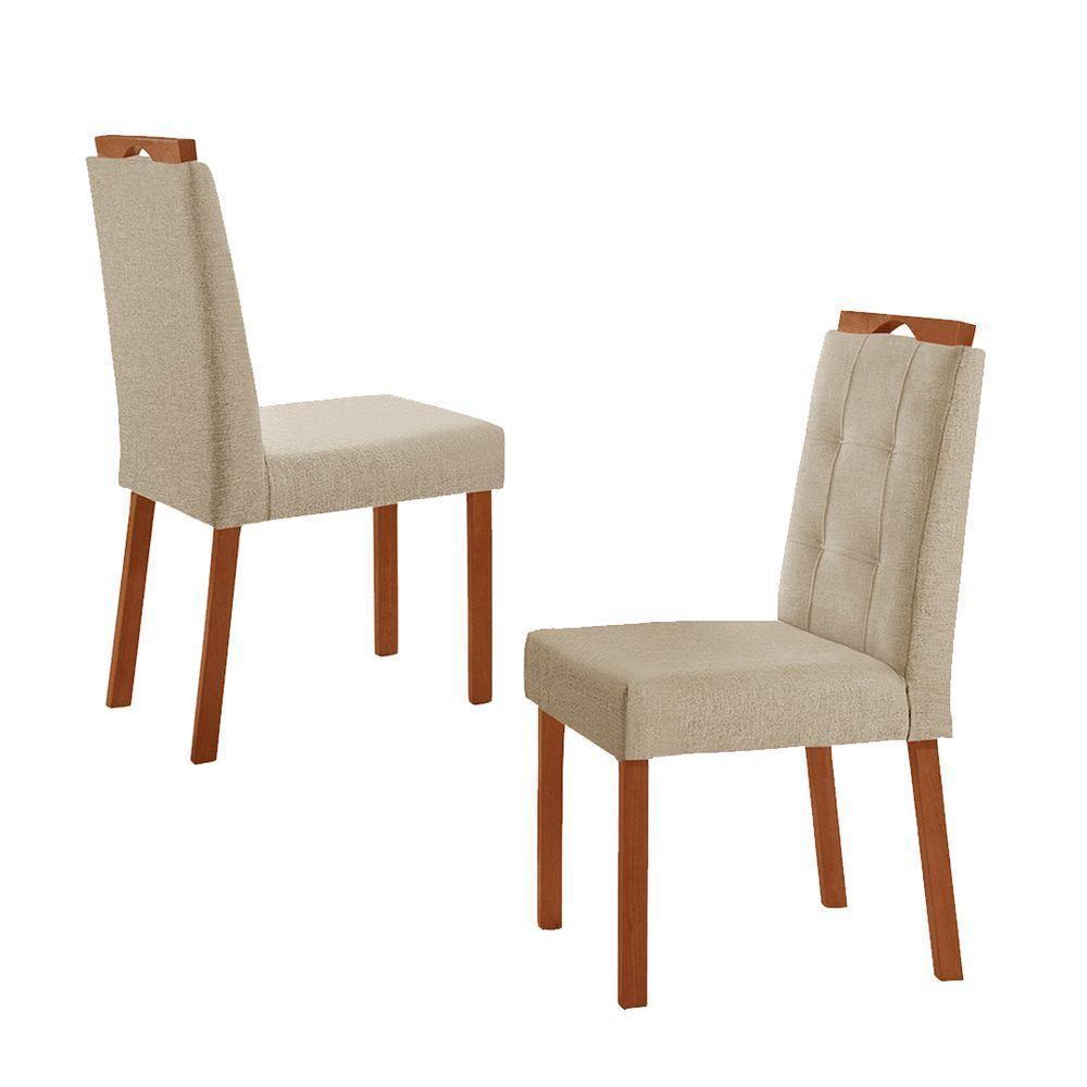 Kit 4 Cadeiras Maia Com Puxador Móveis Minas Cor Linho Bege - 2