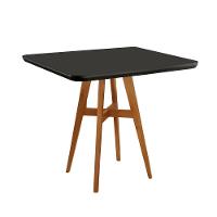 Mesa De Jantar Atenas Madeira Maciça 90x90cm Tampo Quadrado Vidro Móveis Minas Cor Preto - 1