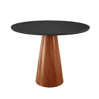 Mesa De Jantar Gênova 130cm Tampo Redondo Vidro Móveis Minas Cor Preto - 1