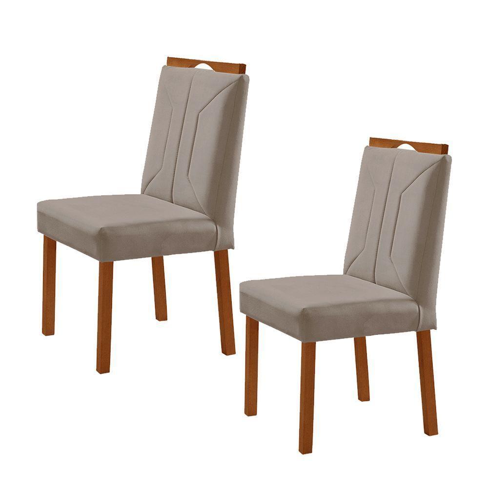 Kit 2 Cadeiras Luna Com Puxador Móveis Minas Cor Veludo Cinza - 1