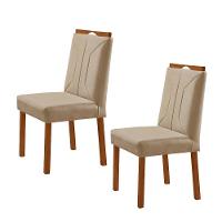 Kit 2 Cadeiras Luna Com Puxador Móveis Minas Cor Veludo Bege - 1