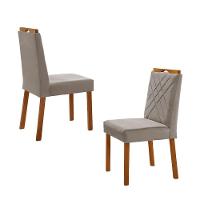 Kit 2 Cadeiras Dallas Com Puxador Móveis Minas Cor Veludo Cinza - 2