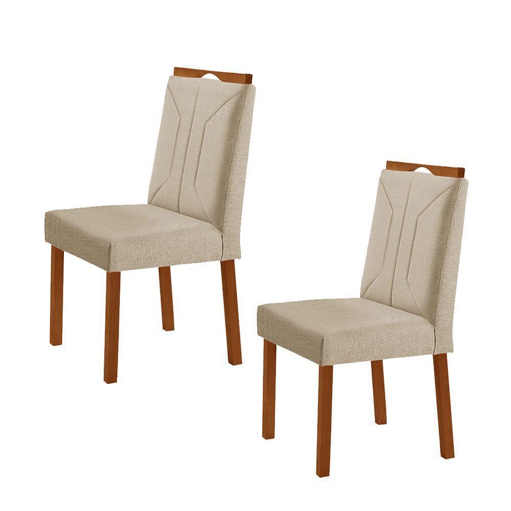 Kit 2 Cadeiras Luna Com Puxador Móveis Minas Cor Linho Bege - 1