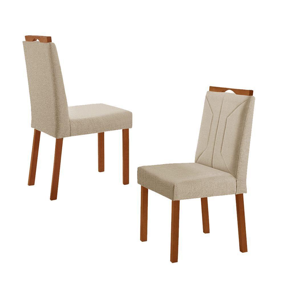 Kit 2 Cadeiras Luna Com Puxador Móveis Minas Cor Linho Bege - 2