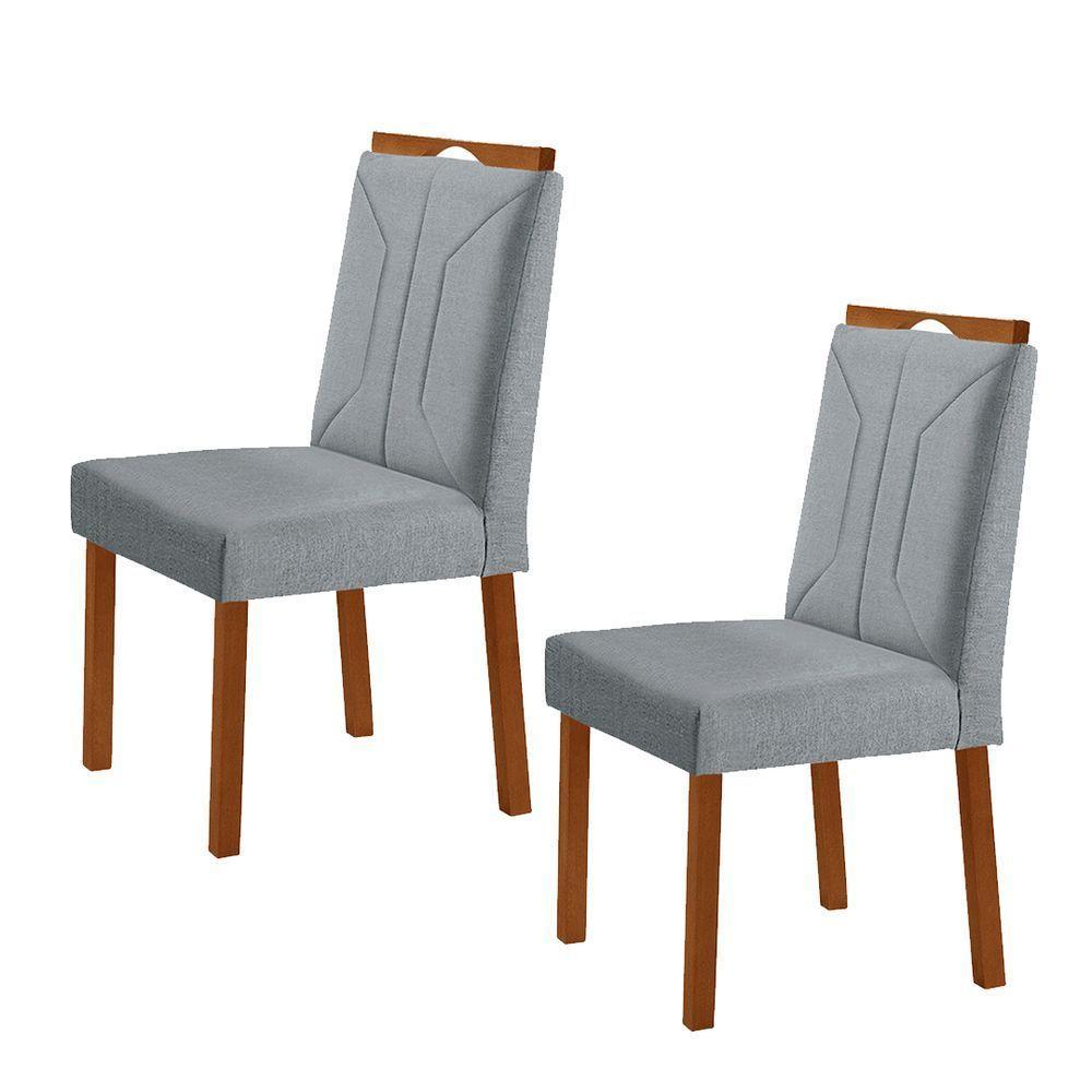 Kit 2 Cadeiras Luna Com Puxador Móveis Minas Cor Linho Cinza - 1