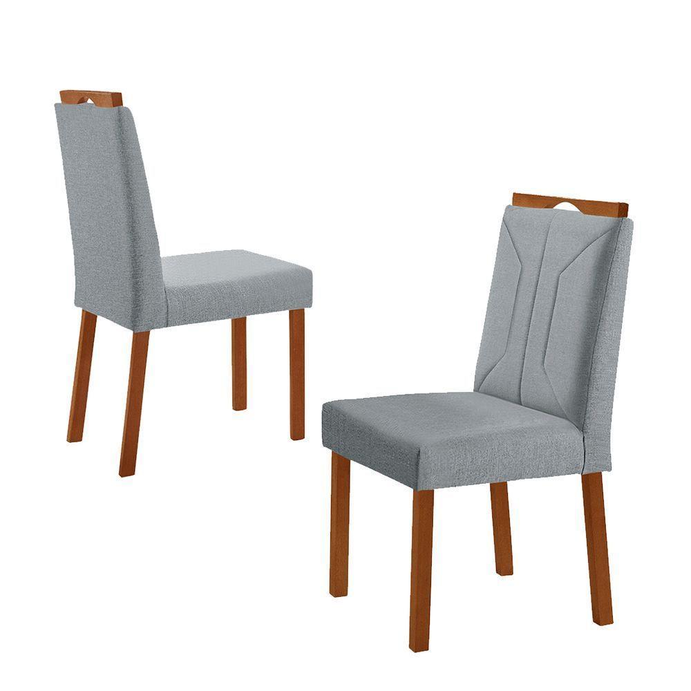 Kit 2 Cadeiras Luna Com Puxador Móveis Minas Cor Linho Cinza - 2