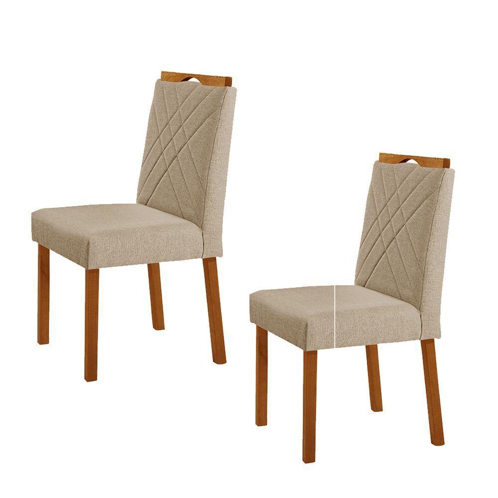 Kit 2 Cadeiras Dallas Com Puxador Móveis Minas Cor Linho Bege - 1