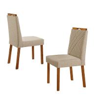 Kit 2 Cadeiras Dallas Com Puxador Móveis Minas Cor Linho Bege - 2