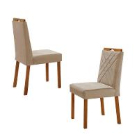 Kit 2 Cadeiras Dallas Com Puxador Móveis Minas Cor Veludo Bege - 2