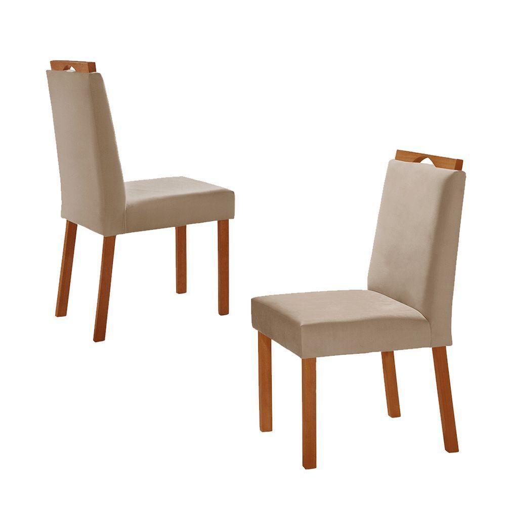 Kit 4 Cadeiras Lis Com Puxador Móveis Minas Cor Veludo Bege - 2