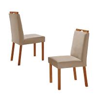 Kit 4 Cadeiras Lis Com Puxador Móveis Minas Cor Veludo Bege - 2