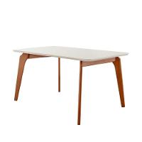 Mesa De Jantar Paris Madeira Maciça 140x80cm Tampo Retângular Vidro Móveis Minas Cor Off White - 1