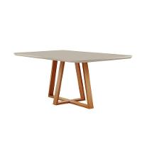 Mesa De Jantar Florença Madeira Maciça 160x90cm Tampo Retângular Vidro Móveis Minas Cor Off White - 1