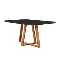 Mesa De Jantar Florença Madeira Maciça 180x90cm Tampo Retângular Vidro Móveis Minas Cor Preto - 1