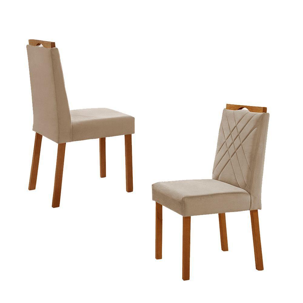 Kit 4 Cadeiras Dallas Com Puxador Móveis Minas Cor Veludo Bege - 2