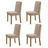 Kit 4 Cadeiras Dallas Com Puxador Móveis Minas Cor Veludo Bege - 1