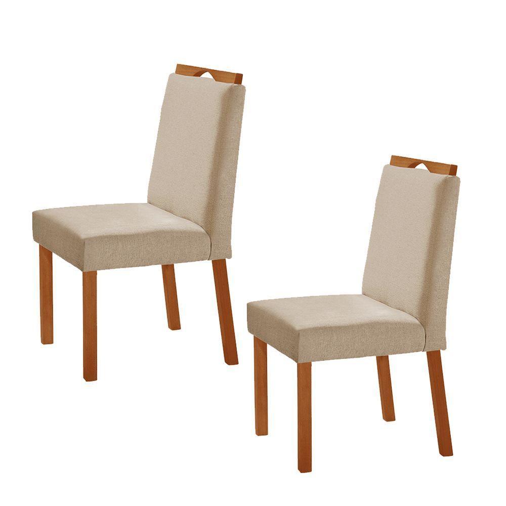 Kit 2 Cadeiras Lis Com Puxador Móveis Minas Cor Linho Bege - 1