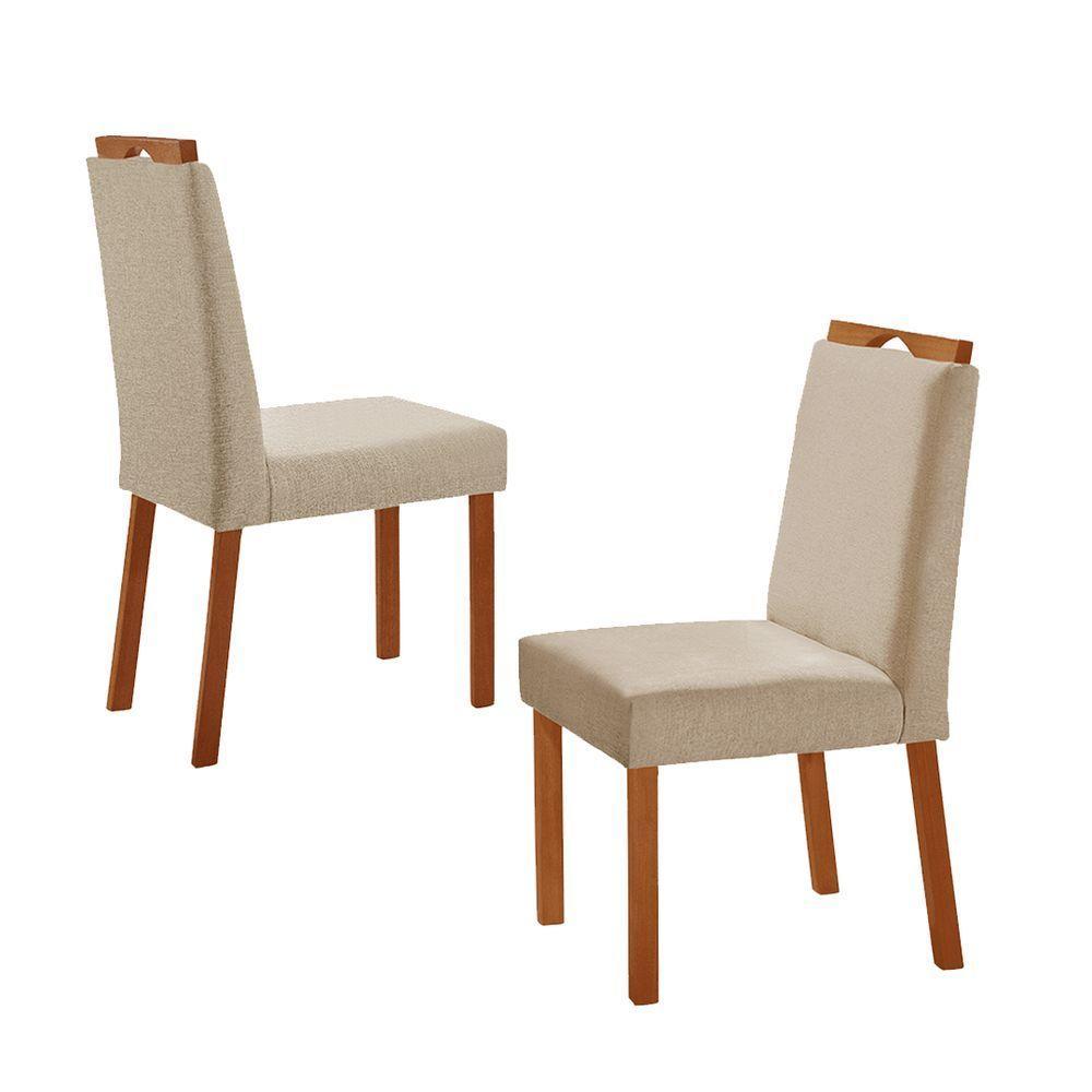 Kit 2 Cadeiras Lis Com Puxador Móveis Minas Cor Linho Bege - 2