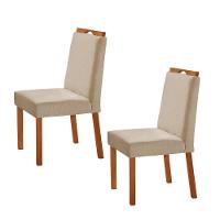 Kit 2 Cadeiras Lis Com Puxador Móveis Minas Cor Linho Bege - 1