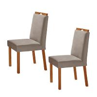 Kit 2 Cadeiras Lis Com Puxador Móveis Minas Cor Veludo Cinza - 1