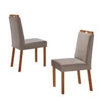 Kit 2 Cadeiras Lis Com Puxador Móveis Minas Cor Veludo Cinza - 2