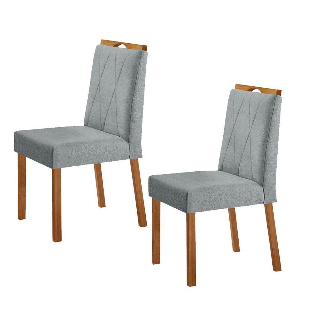 Kit 2 Cadeiras Bela Com Puxador Móveis Minas Cor Linho Cinza - 1