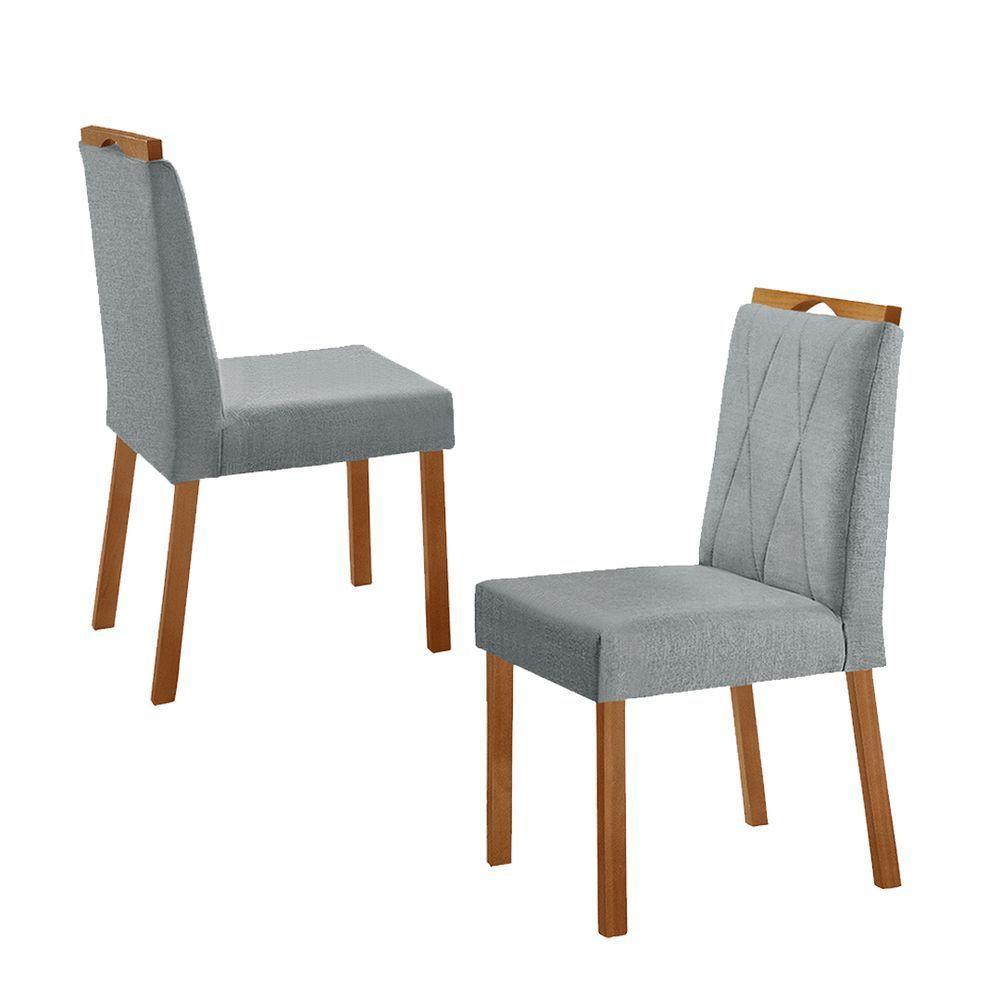 Kit 2 Cadeiras Bela Com Puxador Móveis Minas Cor Linho Cinza - 2
