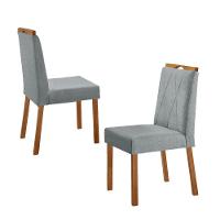 Kit 2 Cadeiras Bela Com Puxador Móveis Minas Cor Linho Cinza - 2